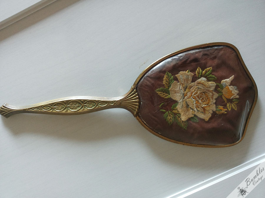 Vintage Dressing Table Brass Hand Mirror