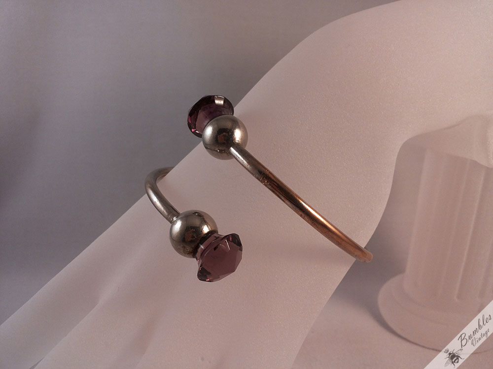 Scottish Vintage Amethyst Paste Thistle Bangle - Image 2