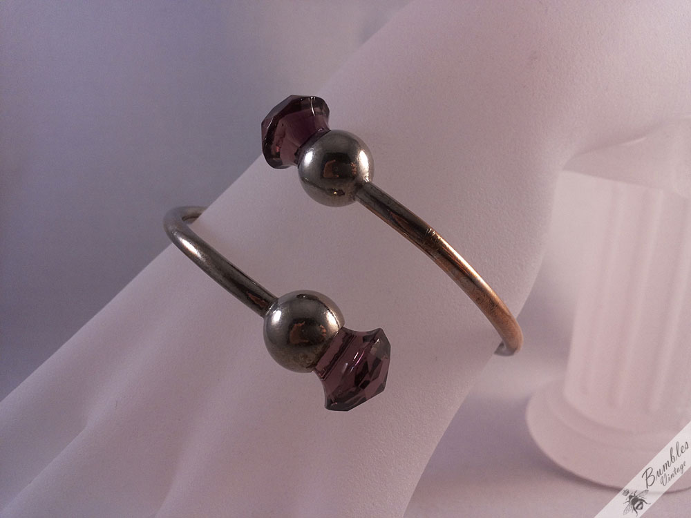 Scottish Vintage Amethyst Paste Thistle Bangle - Image 3