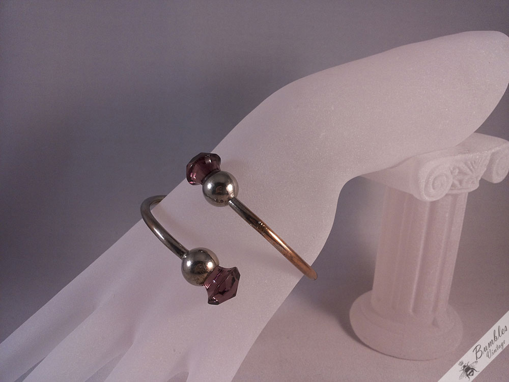 Scottish Vintage Amethyst Paste Thistle Bangle - Image 4