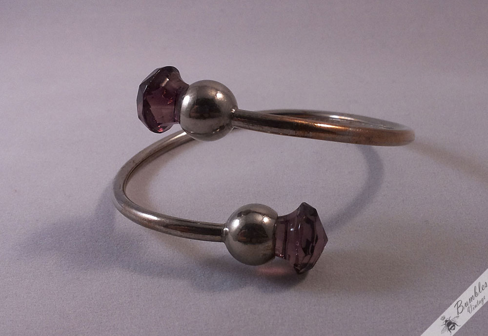 Scottish Vintage Amethyst Paste Thistle Bangle - Image 5