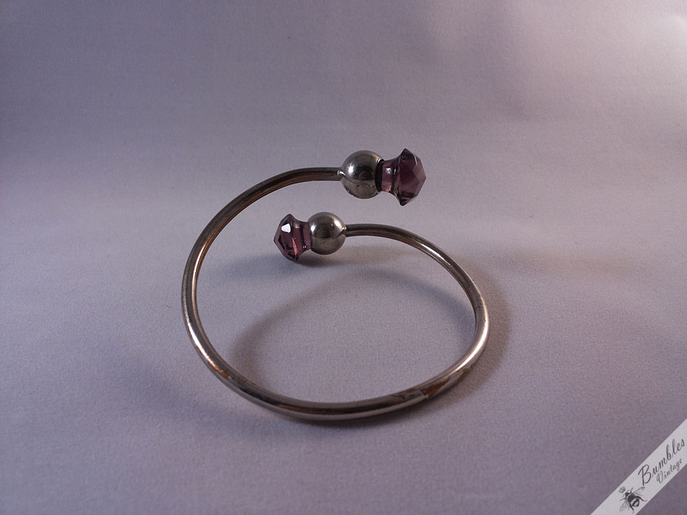 Scottish Vintage Amethyst Paste Thistle Bangle - Image 6