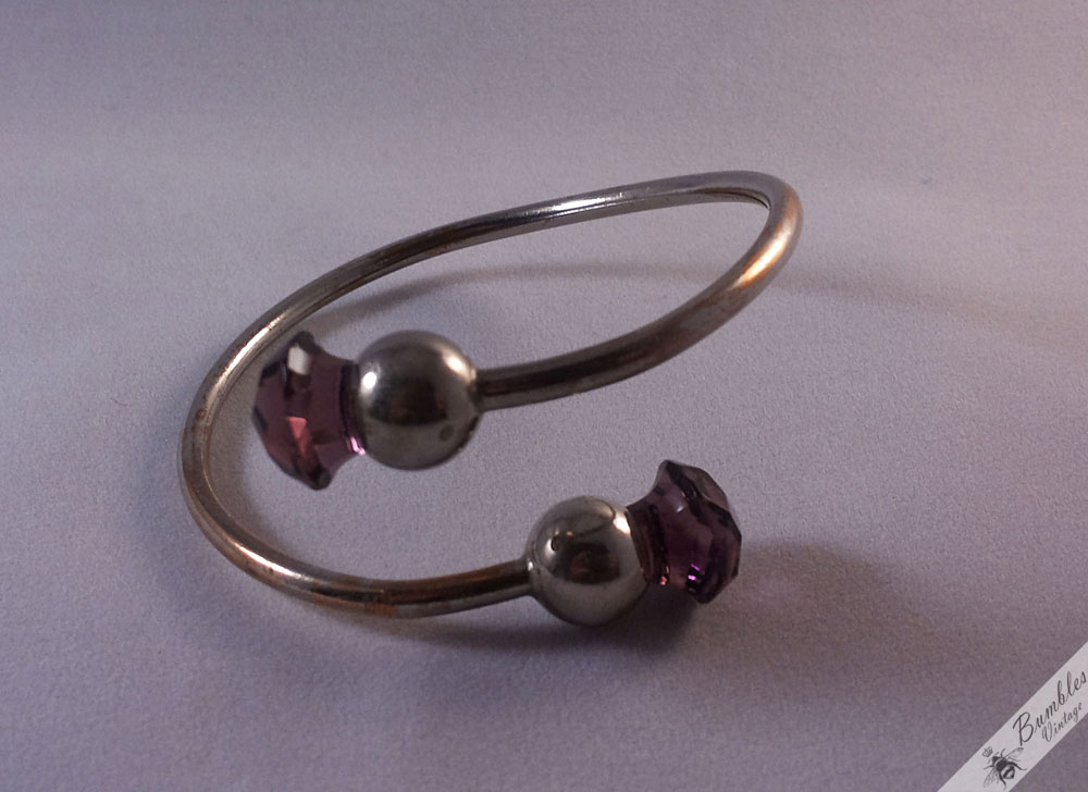 Scottish Vintage Amethyst Paste Thistle Bangle - Image 7