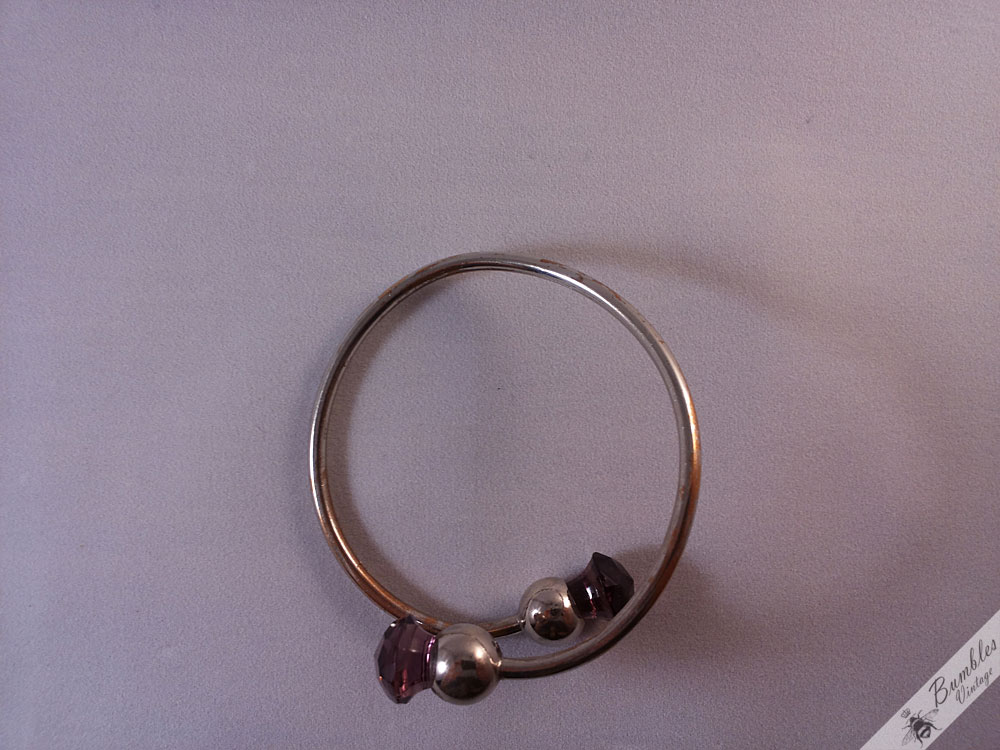 Scottish Vintage Amethyst Paste Thistle Bangle - Image 8