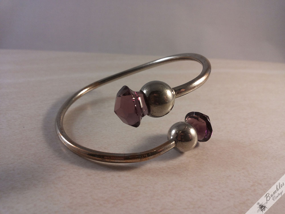 Scottish Vintage Amethyst Paste Thistle Bangle - Image 9