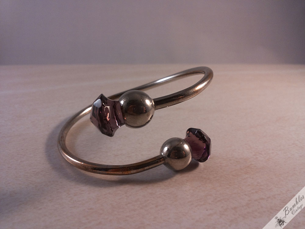 Scottish Vintage Amethyst Paste Thistle Bangle - Image 10