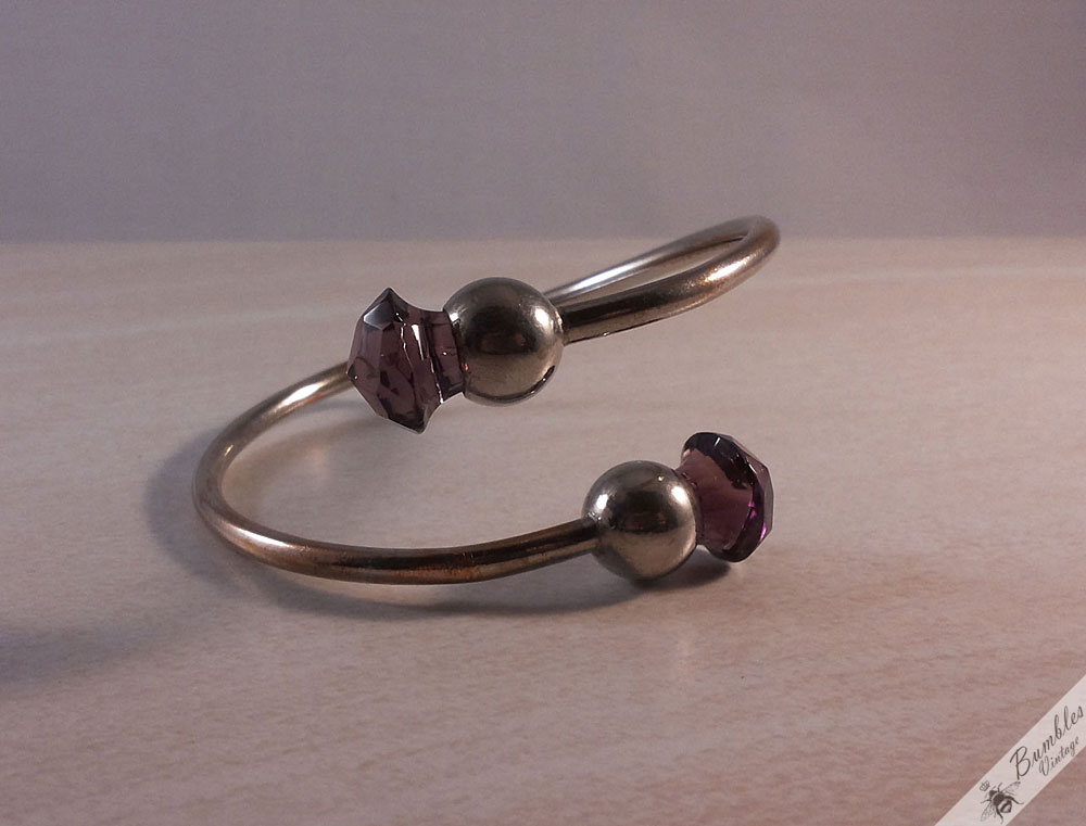 Scottish Vintage Amethyst Paste Thistle Bangle