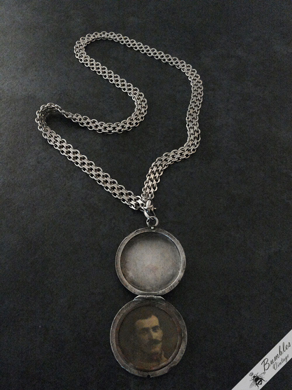 Vintage Sterling Silver Choker Locket Necklace - Image 5