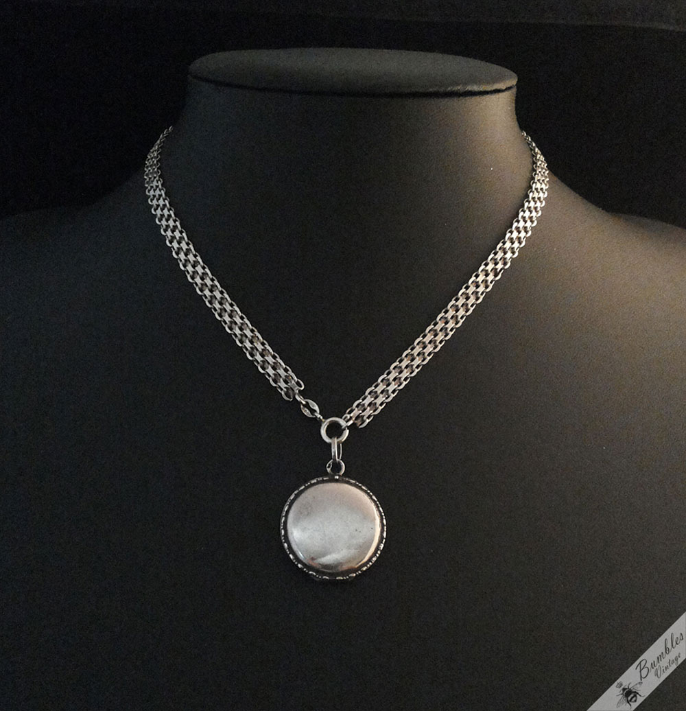 Vintage Sterling Silver Choker Locket Necklace - Image 10