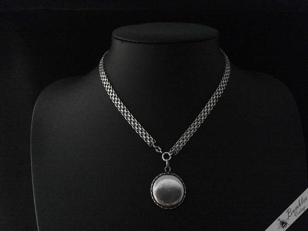Vintage Sterling Silver Choker Locket Necklace