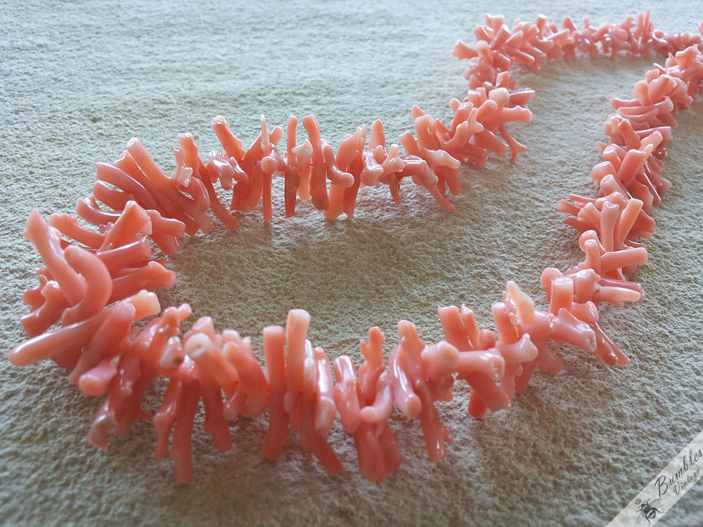 Vintage Angel Skin Natural Coral Graduated Branch Necklace - Image 6