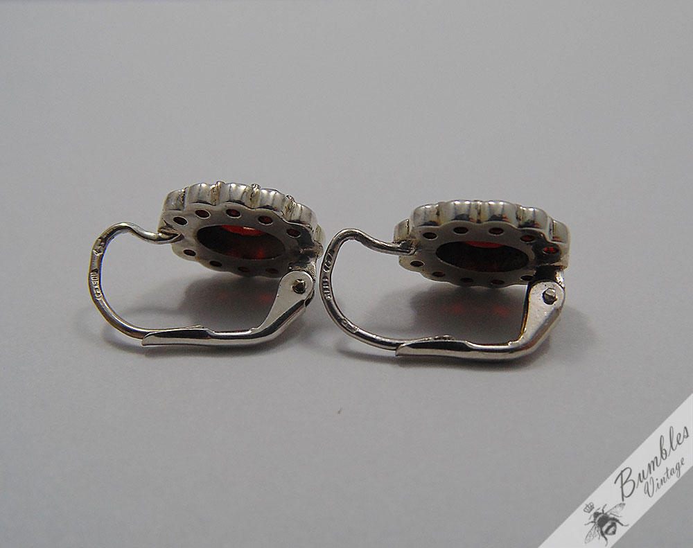 Vintage Bohemian Garnet Earrings Lever Czech European 900 Silver - Image 2