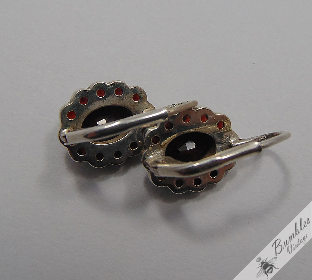 Vintage Bohemian Garnet Earrings Lever Czech European 900 Silver - Image 3