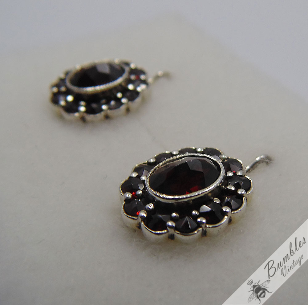 Vintage Bohemian Garnet Earrings Lever Czech European 900 Silver - Image 6