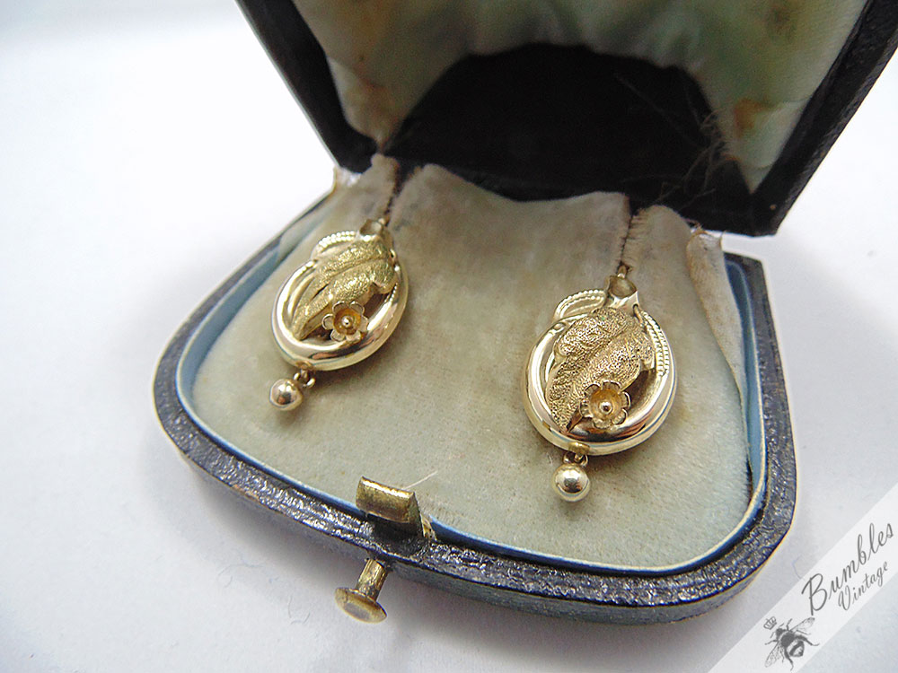 Antique European Biedermeier 14k Gold Earrings circa 1840 - Image 4