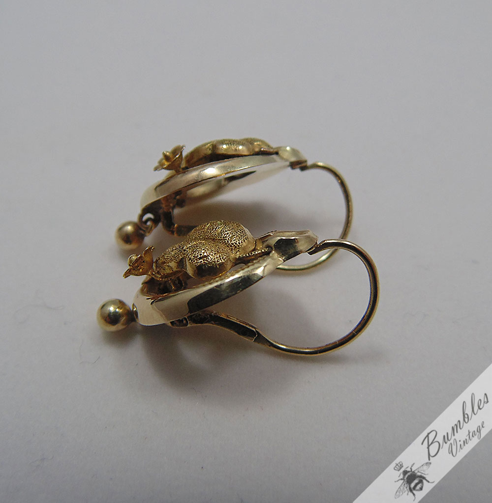 Antique European Biedermeier 14k Gold Earrings circa 1840 - Image 8