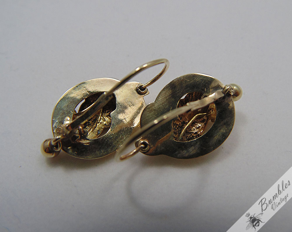 Antique European Biedermeier 14k Gold Earrings circa 1840 - Image 9