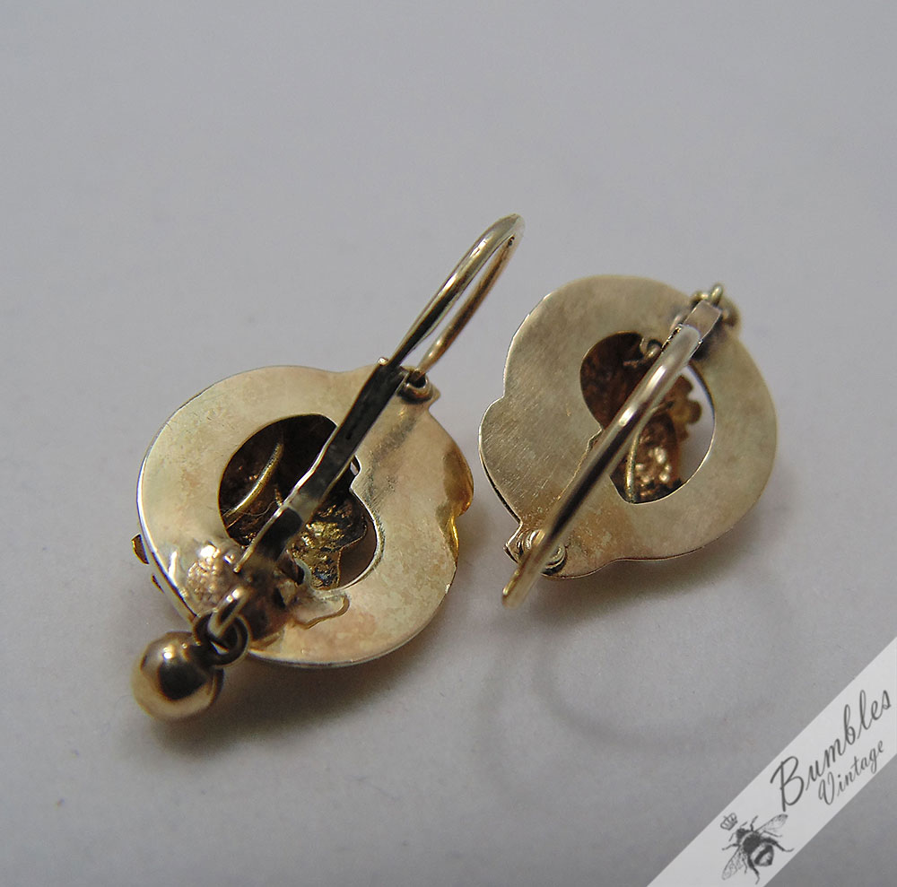 Antique European Biedermeier 14k Gold Earrings circa 1840 - Image 10