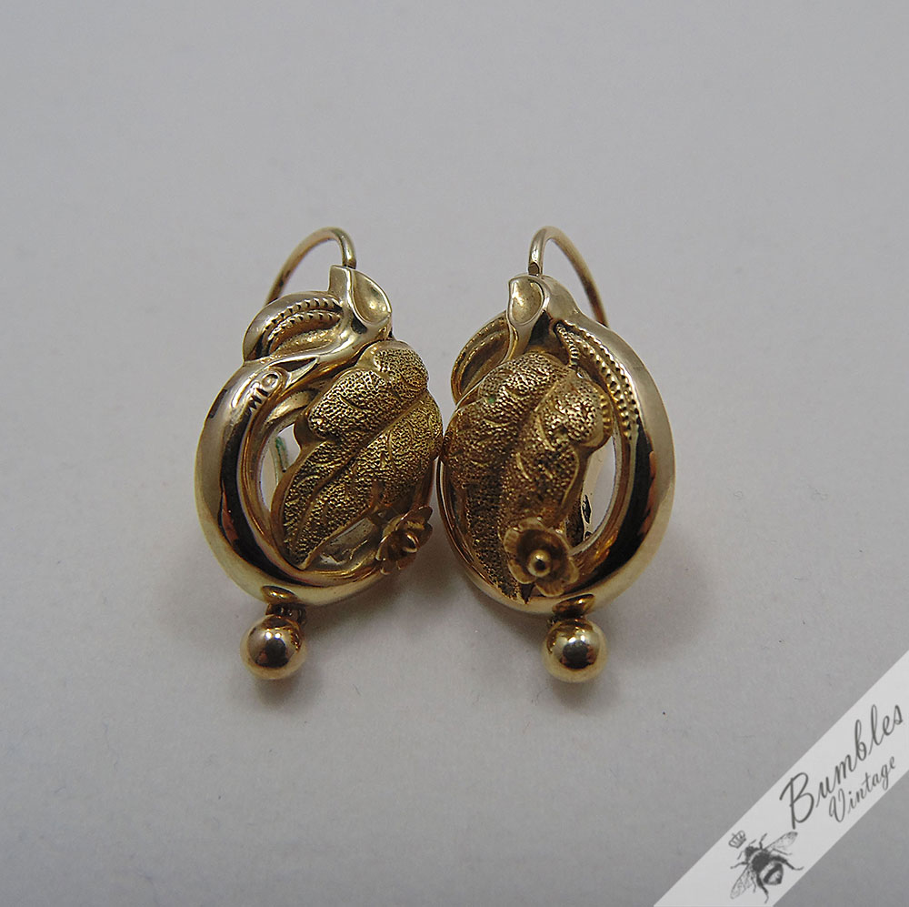 Antique European Biedermeier 14k Gold Earrings circa 1840 - Image 11