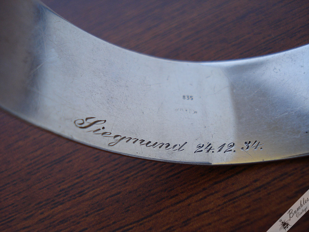 Vintage Finely Decorated 835 Silver Engraved Cuff Bangle Floral Flower Etching - Image 2