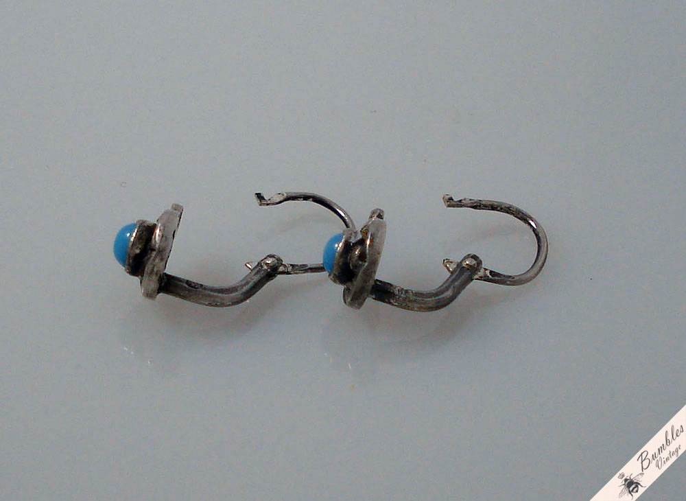 Vintage Petite Small European Lever Earrings Simulated Turqouise - Image 8