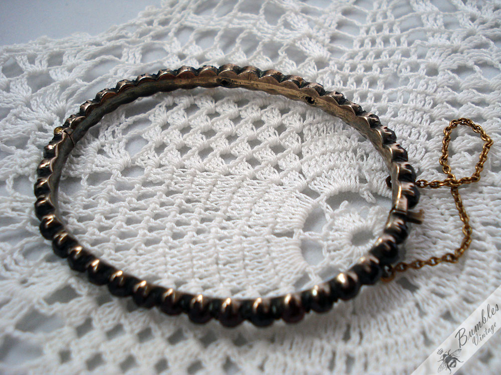 Antique Early Victorian Bohemian Garnet Hinged Bracelet - Image 4