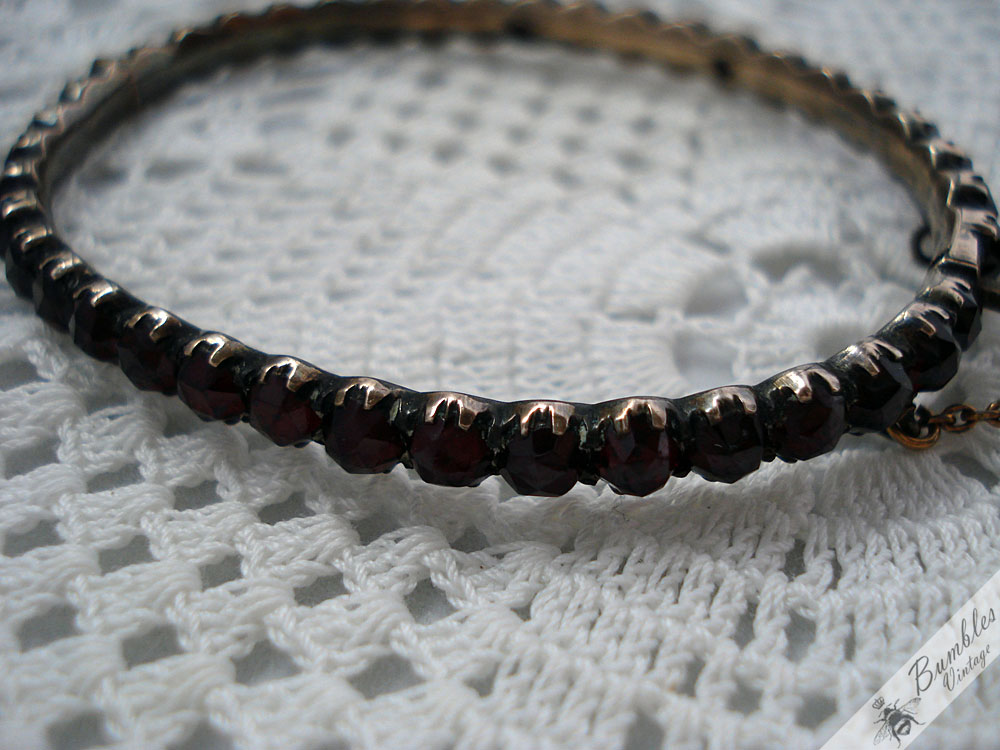 Antique Early Victorian Bohemian Garnet Hinged Bracelet - Image 5
