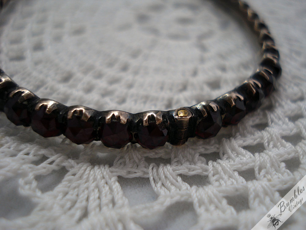 Antique Early Victorian Bohemian Garnet Hinged Bracelet - Image 6