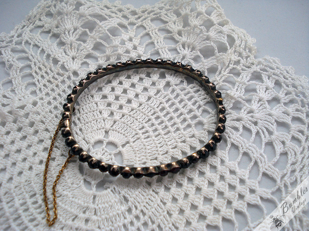 Antique Early Victorian Bohemian Garnet Hinged Bracelet - Image 8