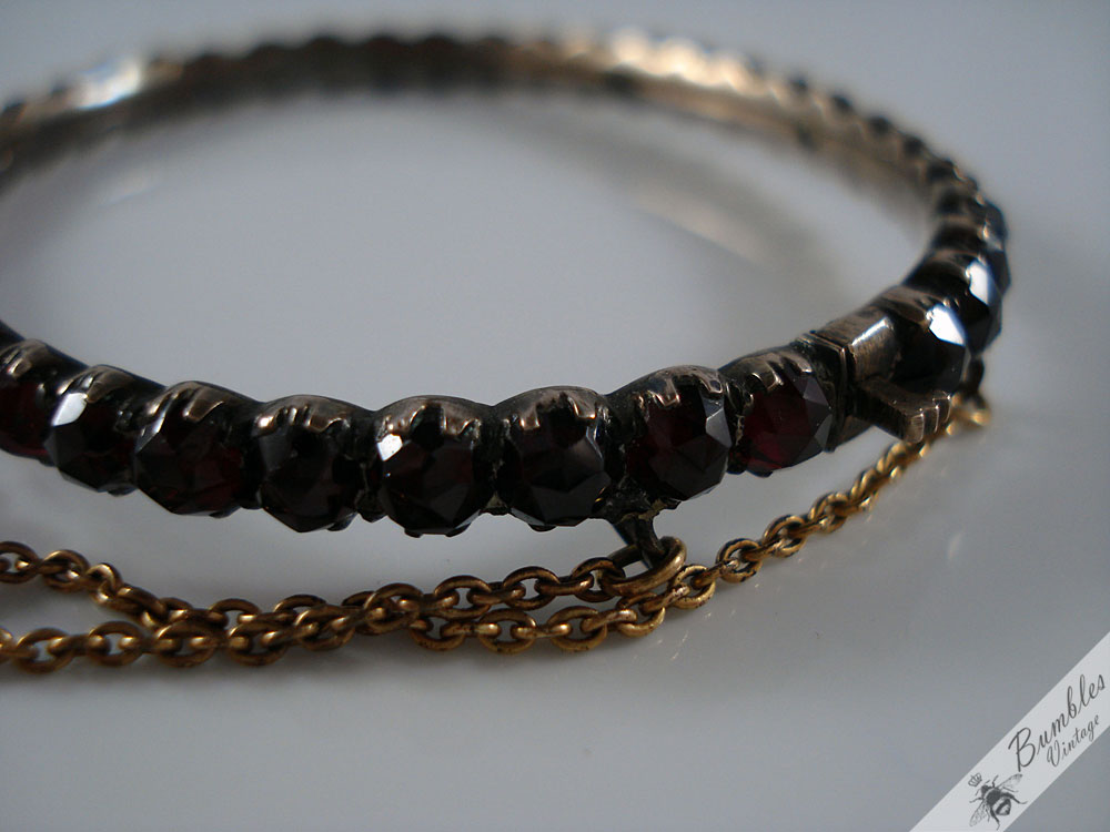 Antique Early Victorian Bohemian Garnet Hinged Bracelet - Image 9