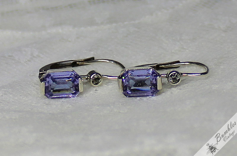 c1960 Bohemian Art Deco Sterling Silver Alexandrite Lever Earrings - Image 6